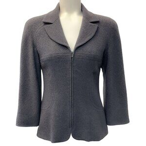 Chanel Grey Wool Boucle Zip Front Jacket